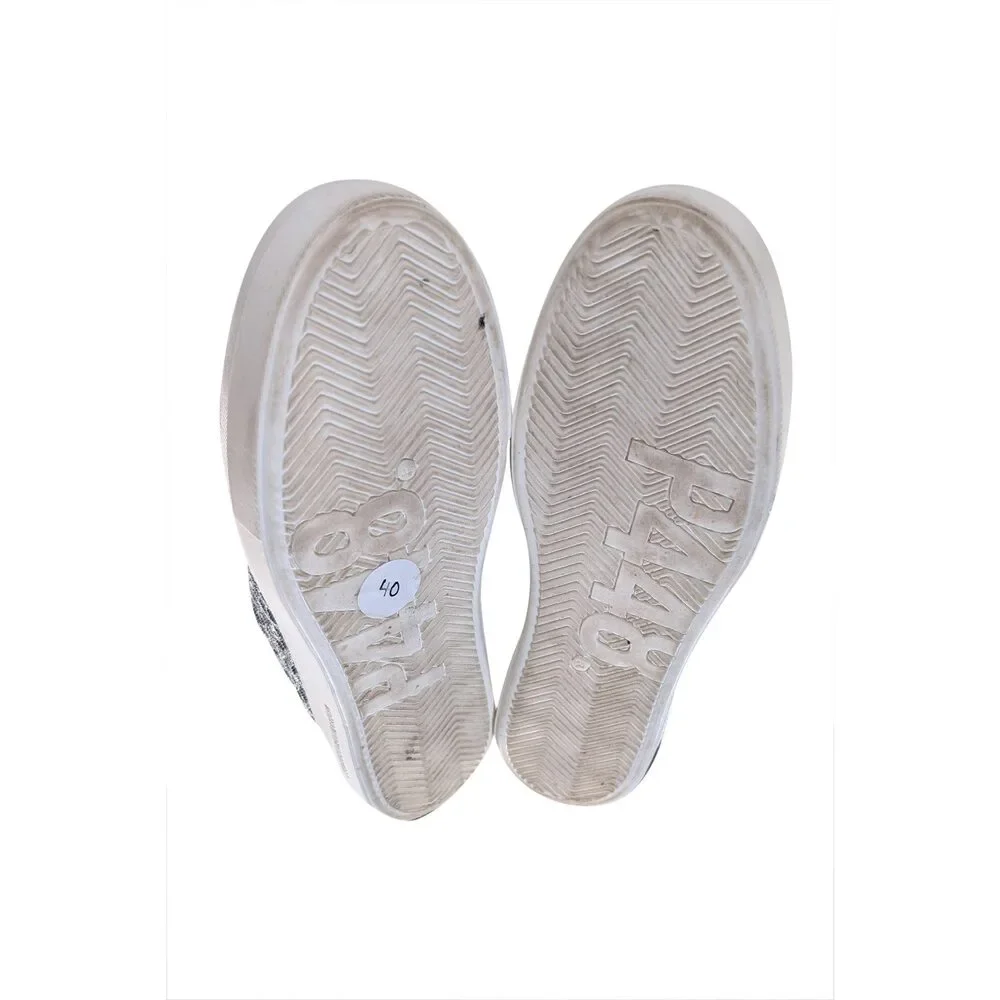 P448 - Silver, Grey, & White Lace Covered Sneakers Sz 10